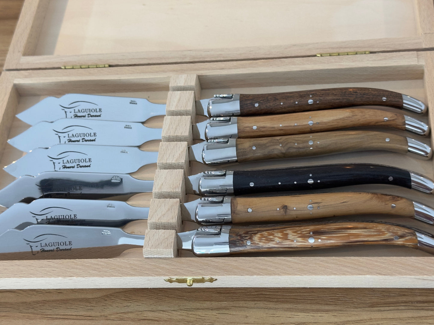 Coffret 6 couteaux à poisson Laguiole - Bois divers