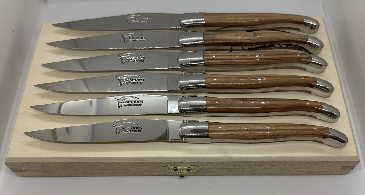 Coffret 6 couteaux de table Laguiole - Bois divers