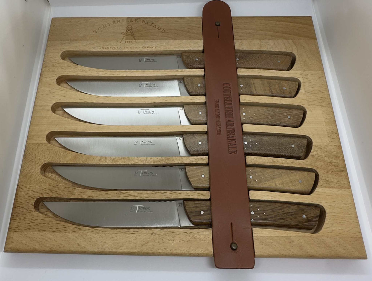 Coffret de 6 couteaux Thiers de table guillochés,